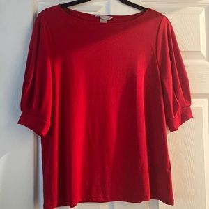 Red H&M shirt with pleated sleeves!  Size Medium